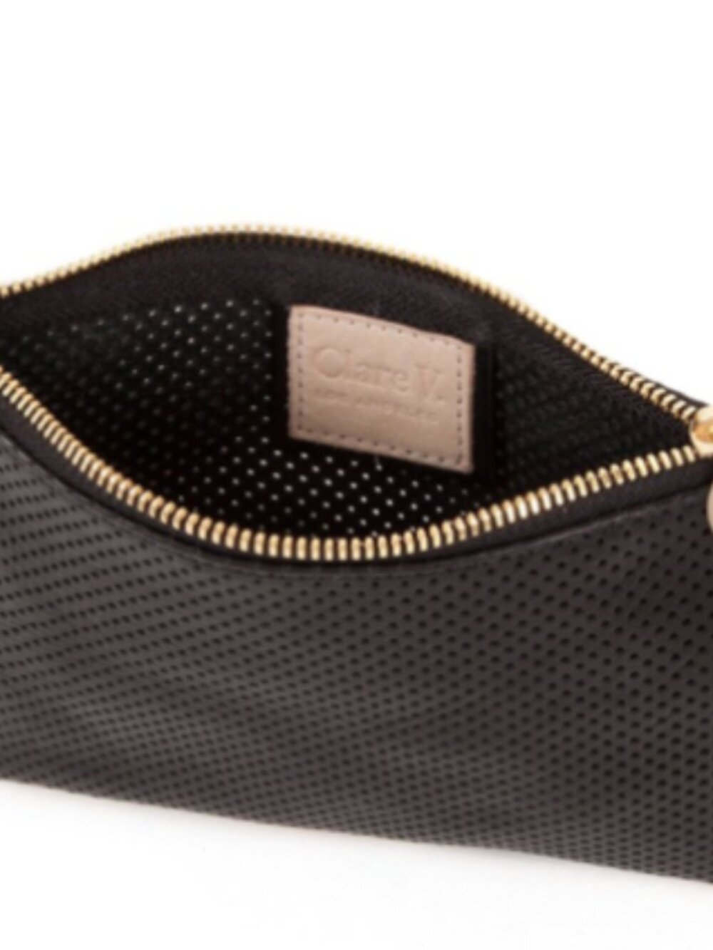 Clare V. Black Perforated Zip Pouch